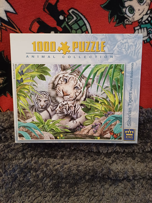 1000-piece jigsaw puzzle featuring Siberian tigers,
